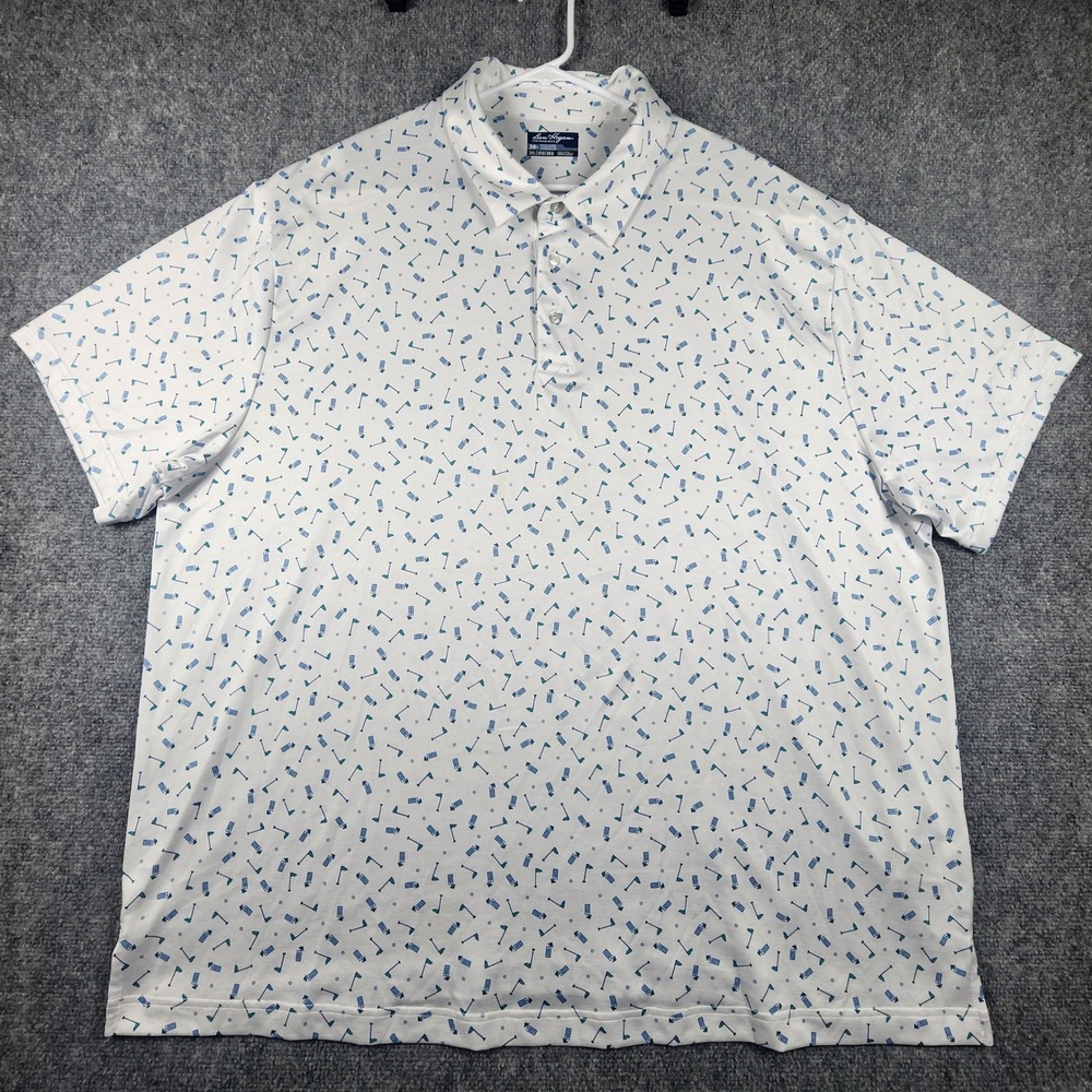 Ben Hogan Performance Mens 3XL White Golf Print Polo Shirt WT5124 Short Sleeve